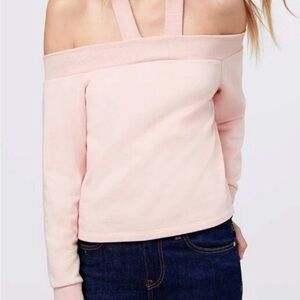 Light pink halter Rebecca minkoff sweater as is nwt has fuzz balls valentines xs